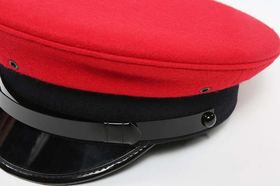 Red military peaked officer cap