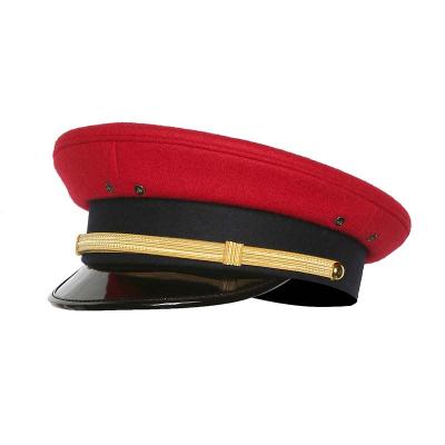Red trendy military officer peaked cap